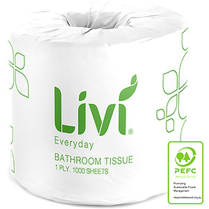 Livi Everyday Toilet Paper Rolls 1 Ply 1000 Sheets Box Of 48