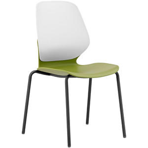 Sylex Kaleido 4 Leg Chair Polypropylene White Back Olive Seat No Arms