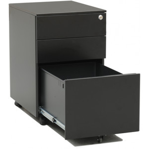 Metal Mobile Pedestal 1 File & 2 Personal Drawers (W) 390 x (D) 500 x (H) 600 mm Black