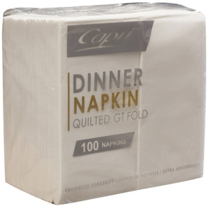 Capri Dinner Napkins Quilted GT Fold White 400mm x 400mm Carton of 1000