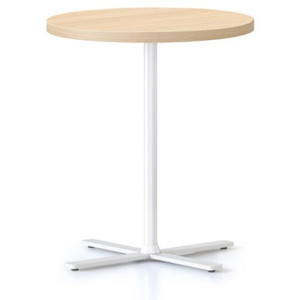 Kolo Side & Coffee Table-500DIAM X 587H 25MM Natural Oak Table Top,White Satin P/C Base