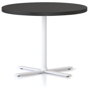 Kolo Side & Coffee Table,600DIAM X 457H 25MM Black Table Top,White Satin P/C Base
