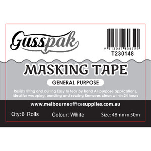 GUSSPAK MASKING TAPE 48mm x 50m Carton of 36 Rolls