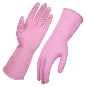 Ultra Touch Silverline Rubber Gloves, Pink - Size 9 (Large) Pair