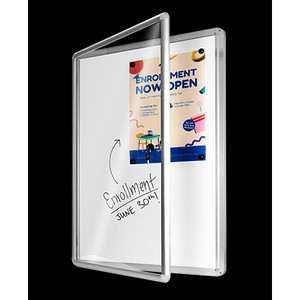 NEO Hinged Door Notice Case Whiteboard 1200 x 900 (NEO 2 lock internal area 1145 x 845)