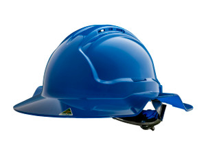 Blue Broad Brim Vented Hard Hat Ratchet