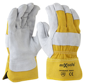 Grey Split Palm, Yellow Cotton Back Glove, Size XL Pair