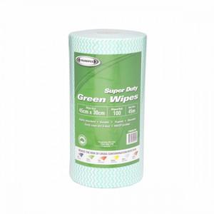 Truwipes Multipurpose Super Duty Perforated Wipes 30cm x 45cm, 70gsm, 100 Sheets per Roll - Green