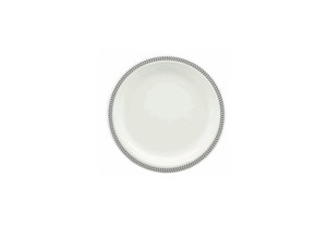 230mm Earth Sugar Cane Plate Printed Rim Silver Leaf, Pack of 10
