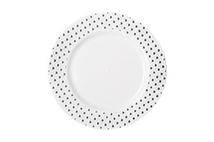 260mm Heavy Duty Dinner Plate With Silver Dot Rim, Pack of 6