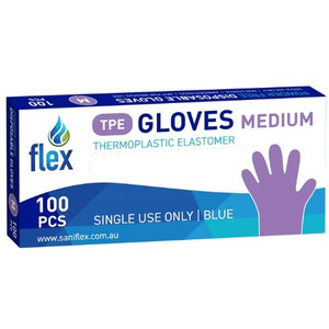 Thermoplastic Elastomer (TPE) Disposable Gloves Blue, Size Medium, Pack of 100