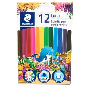 Staedtler 327 Luna Fibre-Tip Pens - Box of 12 Assorted Colours