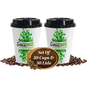 50 Sets 8oz (225ml) Single Wall Disposable Cups With Lids Suit Coffee Juice Chocolate Hot Cold Drinks