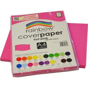 RAINBOW COVER PAPER 125GSM A4 HOT PINK Pack of 500 sheets (5 packs of 100)