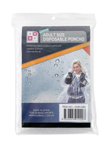Adult Disposable Rain Poncho, Each