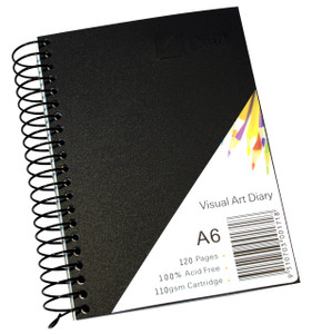 Quill Visual Art Diary PP 110gsm A6 120 Pages - Black (SWVA6)