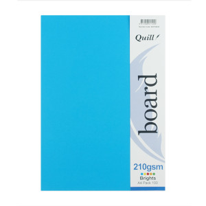 Quill Coloured Board 210gsm A4 - Brights Assorted, Pack of 100