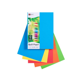 Quill Coloured Paper 80gsm A4 - Bright Assorted, Pack of 500 (90193)