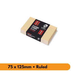 Olympic System Card Ruled 75 x 125mm Buff, Pack of 100 (141454)