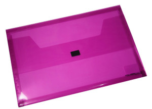 Bantex Translucent Document Wallet PP Foolscap Hook & Loop Closure - Red (28655)