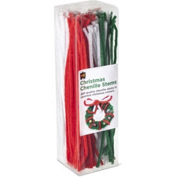 Christmas CHENILLE STEMS 300 X 6MM GREEN/RED/WHITE 200PCS
