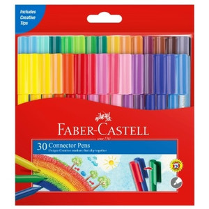 Faber-Castell Connector Pen Colour Markers, Assorted Pack of 30