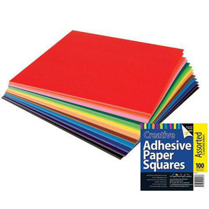 Adhesive Paper Squares Pack of 100 - Assorted