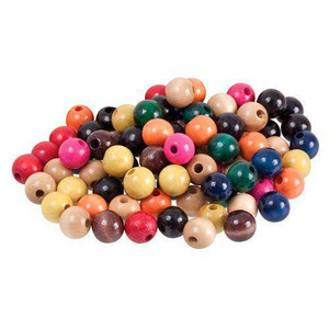 Beads Wooden Assorted Colours Pack of 100 - 16mm
