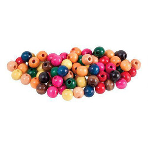Beads Wooden Assorted Colours Pack of 100 - 12mm