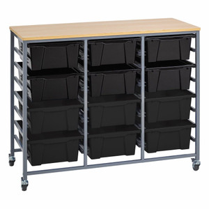 Triple Tote Tray Trolley Kits - Triple Kit - Black