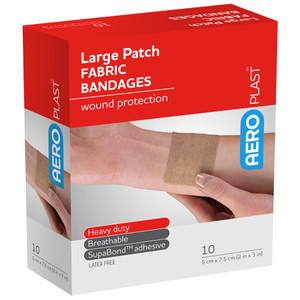 AEROPLAST Premium Fabric Large Patch 7.5 x 5cm, Box of 10