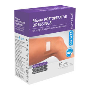 AEROFILM PLUS Sensitive Silicone Postoperative Dressing 6 x 8cm, Pack of 10