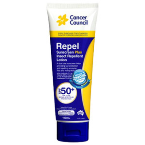 CANCER COUNCIL SPF50+ Repel Sunscreen+Insect Repellent Tube 110mL