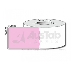AUSTAB Direct Thermal Transfer Labels 102mm x 150mm, 76mm core - Pink, Roll of 1000 Labels
