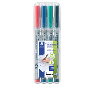 Staedtler 312 Lumocolor Non-Permanent Broad Pens - Wallet of 4 Assorted Colours