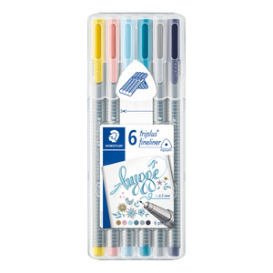 Staedtler 334 Triplus Fineliner - Wallet of 6 Assorted Hygge Colours