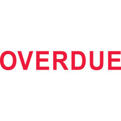 Shiny Pre-Inked Stamp - "OVERDUE" Solid Text - Red
