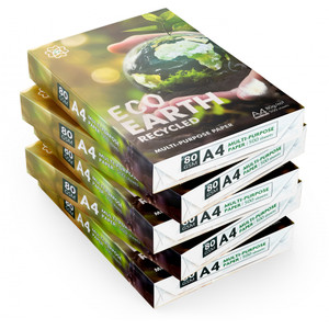 ECO EARTH 100% RECYCLED 80GSM A4 COPY PAPER - 500 SHEET REAM