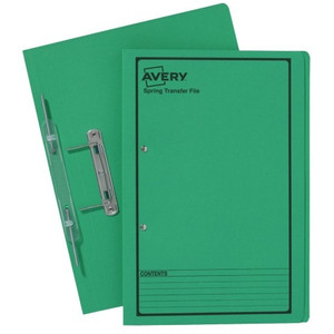 AVERY SPRING TRANSFER FILE Green Printed Black 86834 Box Of 25