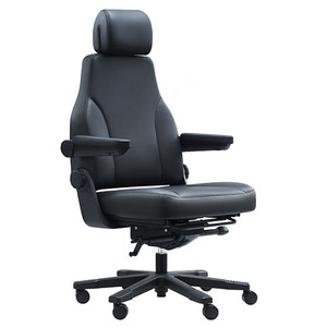 Stanza Heavy Duty Multi Shift Chair with Headrest in Black Leather