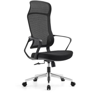 Stat 2 High Back Mesh Chair with Chrome Base and Arms - Black, Each
