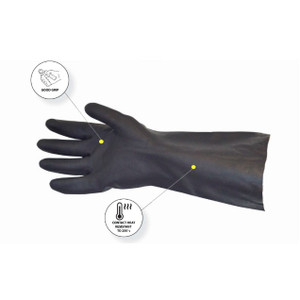 Pro-Val Neo Heat 250 Neoprene Cotton Lined Gauntlet Heat Resistant Gloves - Size 10, Black Pair