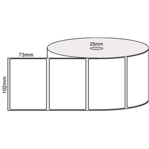 102 x 73mm Plain Permanent Transfer Roll with 25mm Core, 1000 Labels per Roll, Carton of 10 Rolls