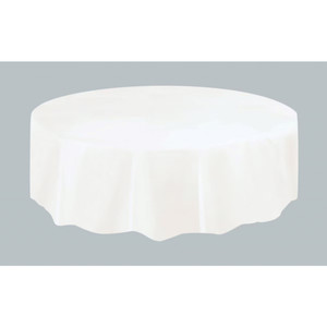 Bright White Unique Plastic Table Cover Round 213cm Diameter (84")