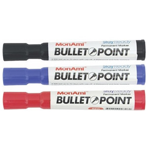 Mon Ami StayReady Permanent Markers Bullet Black, Box of 12