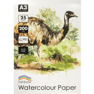 Rainbow Cotton Watercolour Pad 200gsm A3 25 Sheets