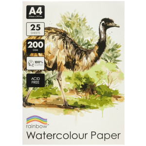 Rainbow Cotton Watercolour Pap 200gsm A4 25 Sheets