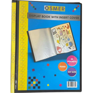 DISPLAY BOOK FIXED 40 POCKET - A4 - WITH INSERT COVER & SPINE - BLUE