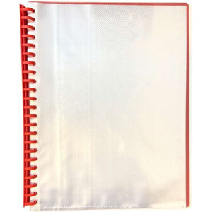 DISPLAY BOOK - CLEAR FRONT COVER - A4 20 POCKET - REFILLABLE - RED