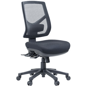 Kenzo 3 Lever + Seat Slider Task Mesh Chair with Big Boy Seat with Memory Foam in Metro Black Fabric  - 10 Yr Warranty